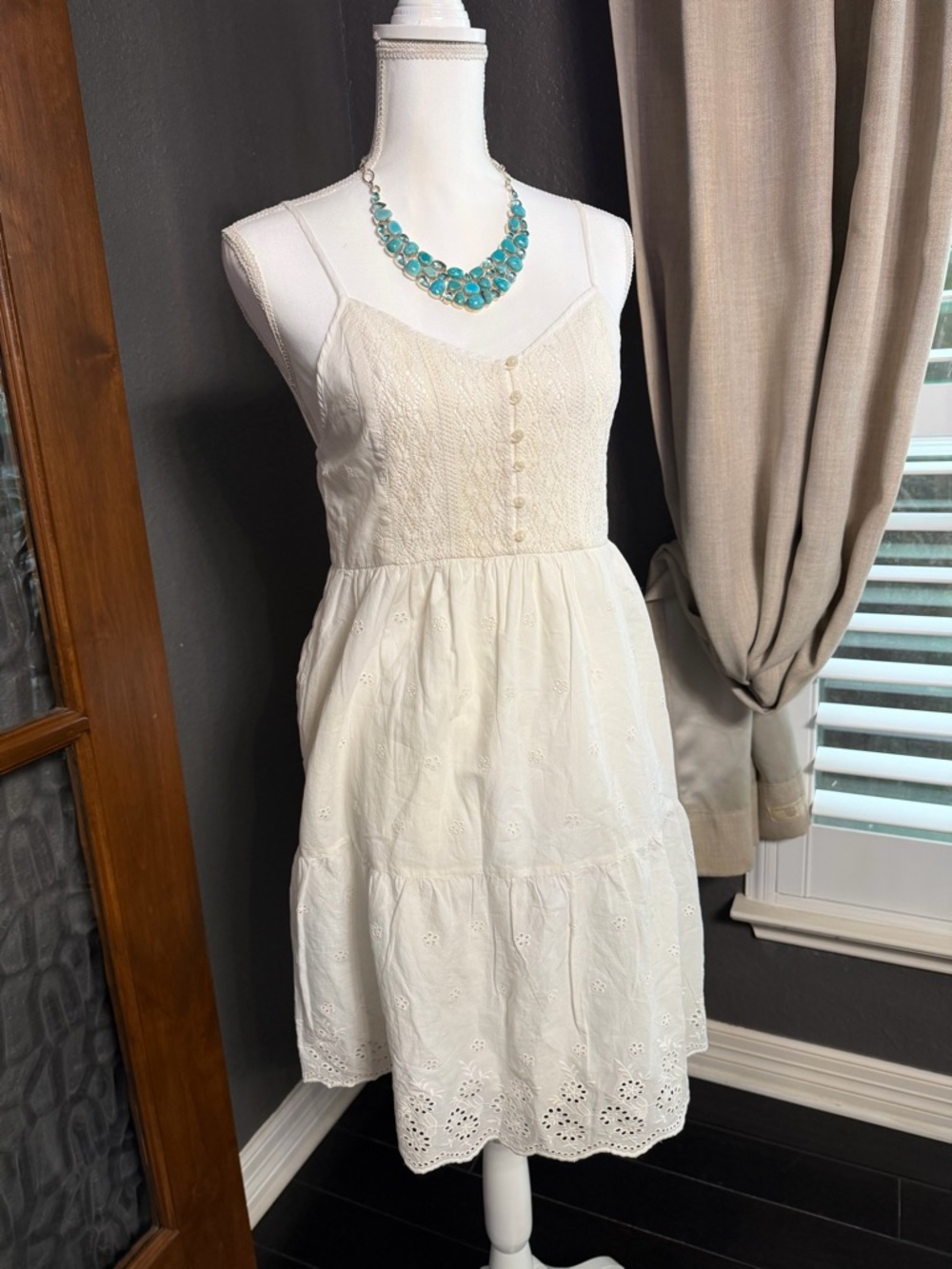 NWT White Eyelet Spaghetti Strap Dress